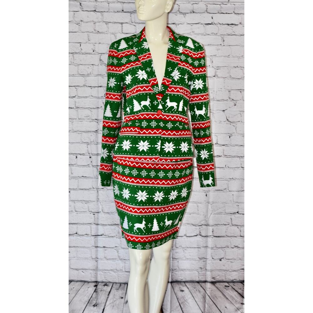 OppoSuits 2pc Jacket/Skirt Set Christmas Festive Holiday Event Party Suit 8 NEW!